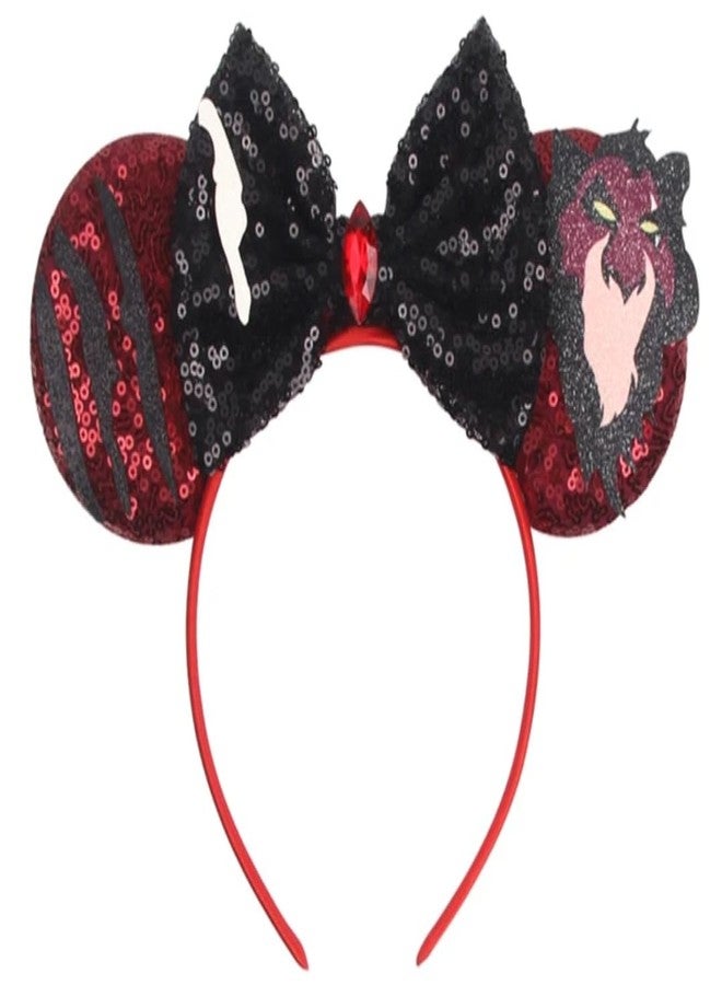 CLGIFT Mickey Ears, Animal King Mouse Ears, Handmade Flexible Headband, Sequin on Both Sides, One Size Fits All, Scar, Hairband, Unisex, Adult